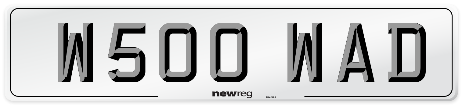 W500 WAD Number Plate from New Reg